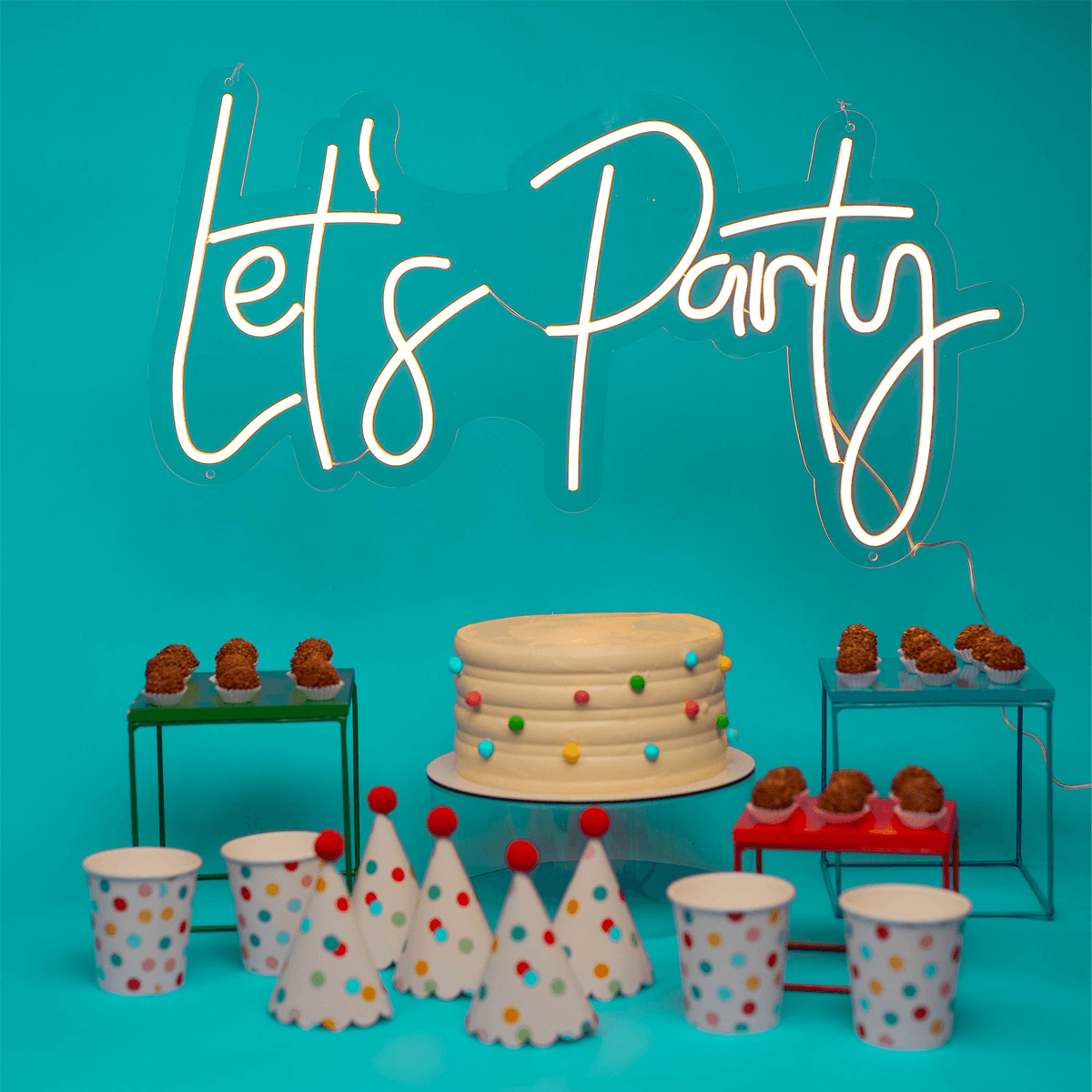 Letreiro Neon Let's Party II 75x40cm Led 2.0 - Hause Neon