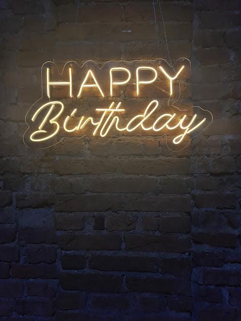 Letreiro Neon Happy Birthday II 70x32cm Led 2.0 - Hause Neon