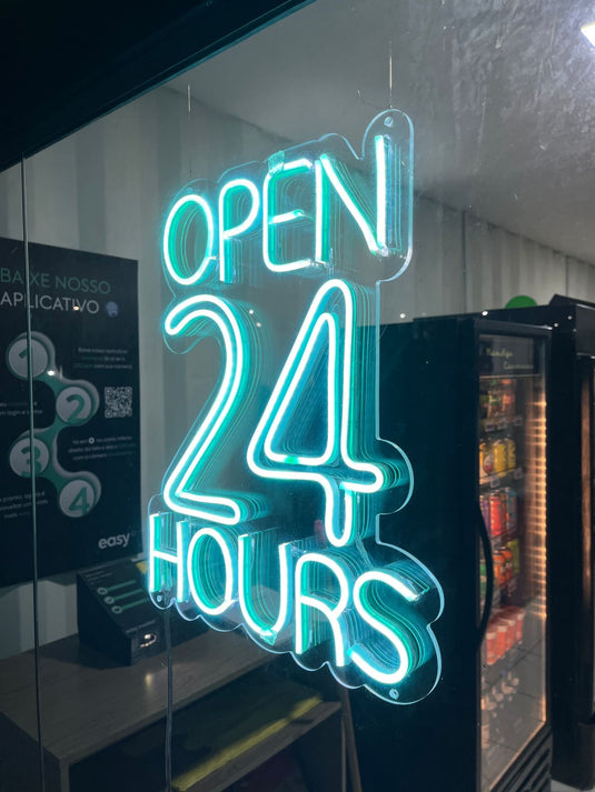 Letreiro Open 24 Hours 30x50cm - Hause Neon