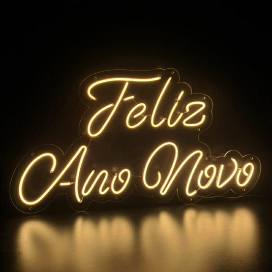 Letreiro Neon Led Feliz Ano Novo 80x42cm - Hause Neon