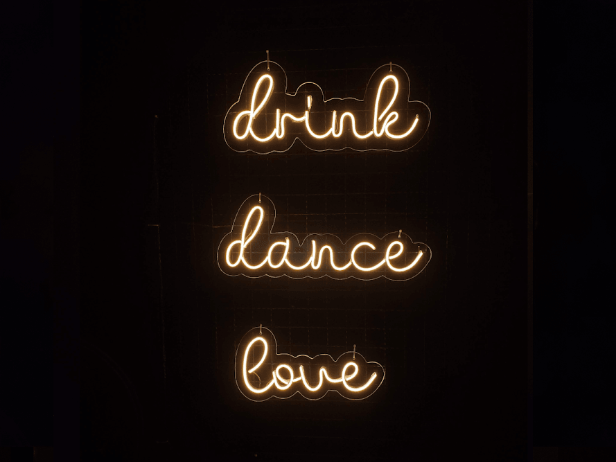 Letreiro Neon Drink Dance Love 150x25cm - Hause Neon