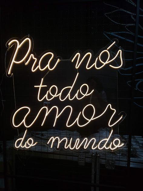 Letreiro Neon Pra Nós Todo Amor do Mundo 97x97cm Led 2.0 - Hause Neon